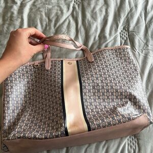 Tory Burch Pink and Black Patterned Tote